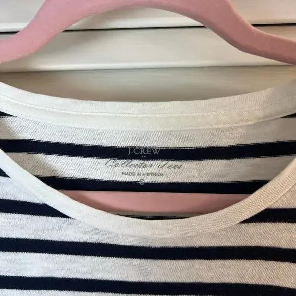 J.Crew Collector Tees Pineapple Embroidered Striped T-Shirt Small 100% Cotton - Picture 4 of 5